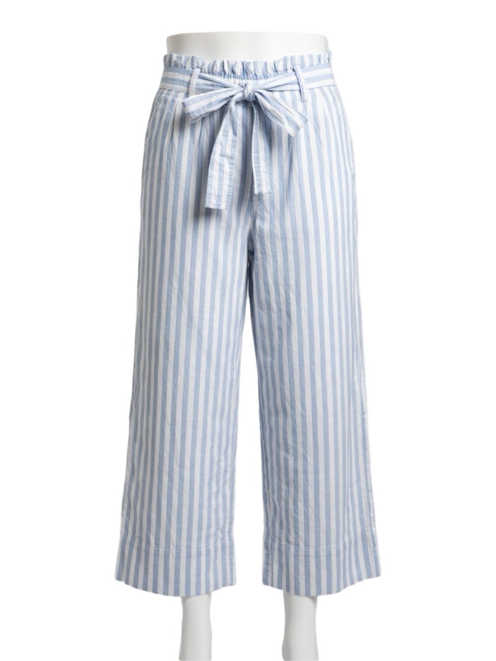 Madewell Hudson Pull On Lounge Pants Crop Blue White Stripe Sz Medium